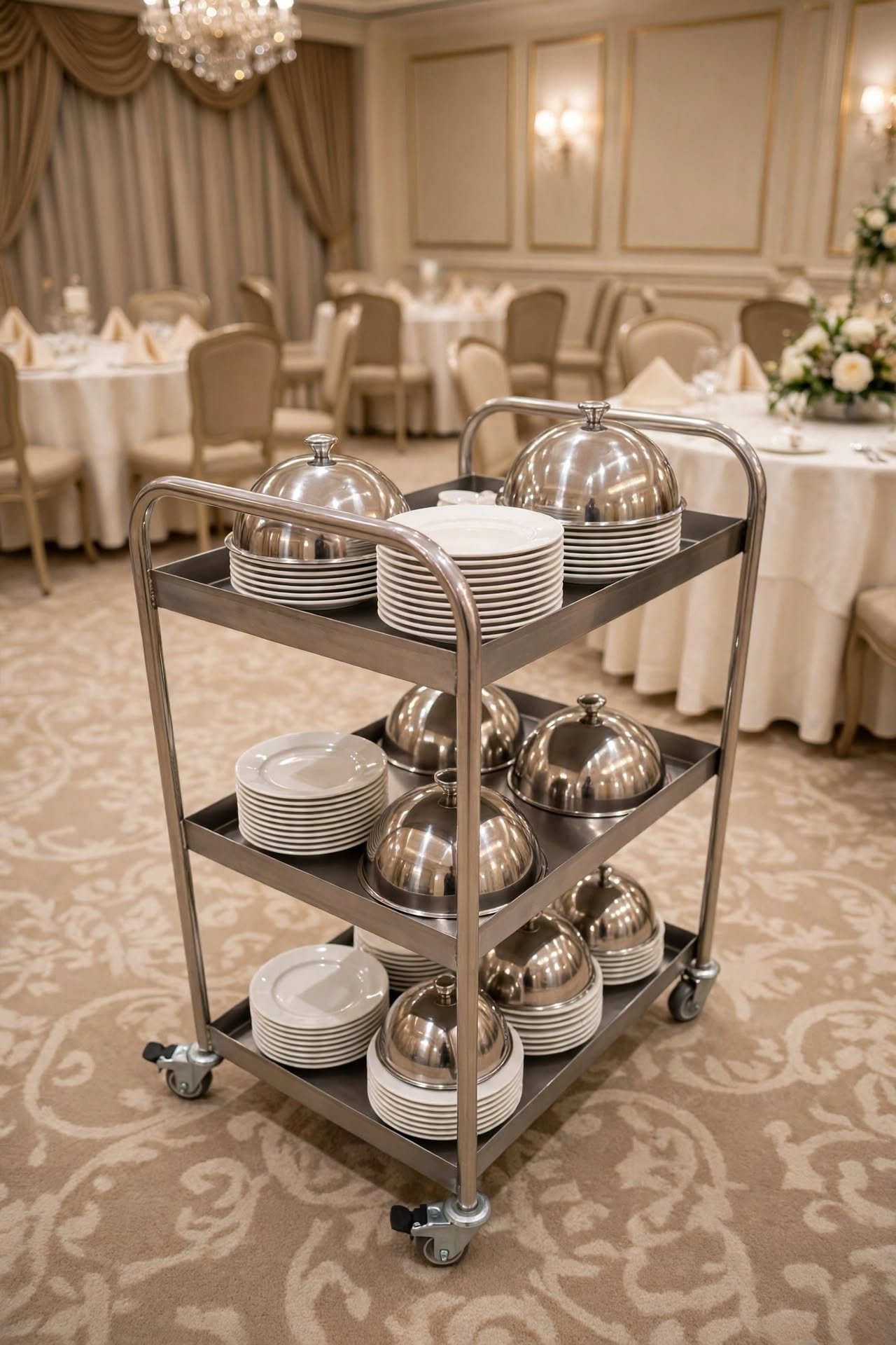 Trolley Stainless 3 Susun - Troli Dorong Makanan Stainless Steel 201 / 304 Trolley Stainless 3 Susun - Troli Dorong Makanan Stainless Steel 201 / 304