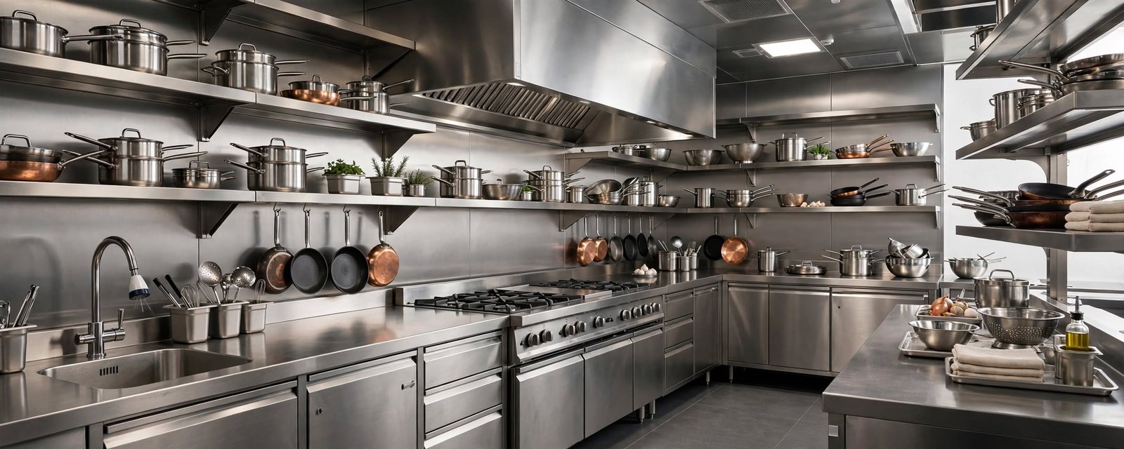 Desain kitchen set stainless untuk cafe,