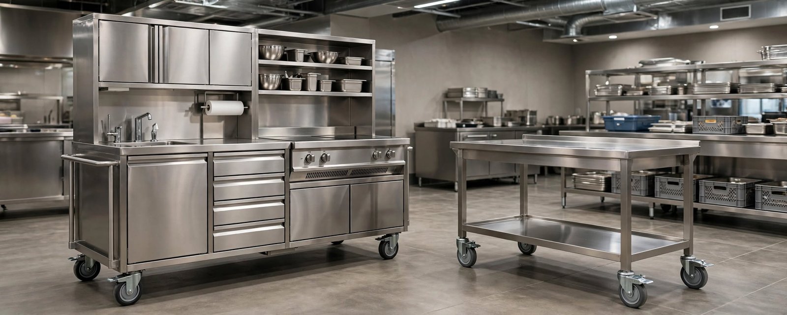 Desain kitchen set stainless untuk central kitchen,