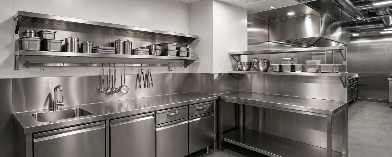 Desain kitchen set stainless minimalis modern,