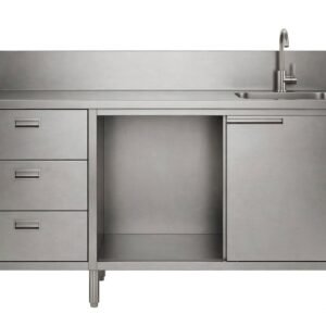 Custom Cabinet Bar Stainless 3 Laci - Meja Bar Single Sink Untuk Coffee Shop