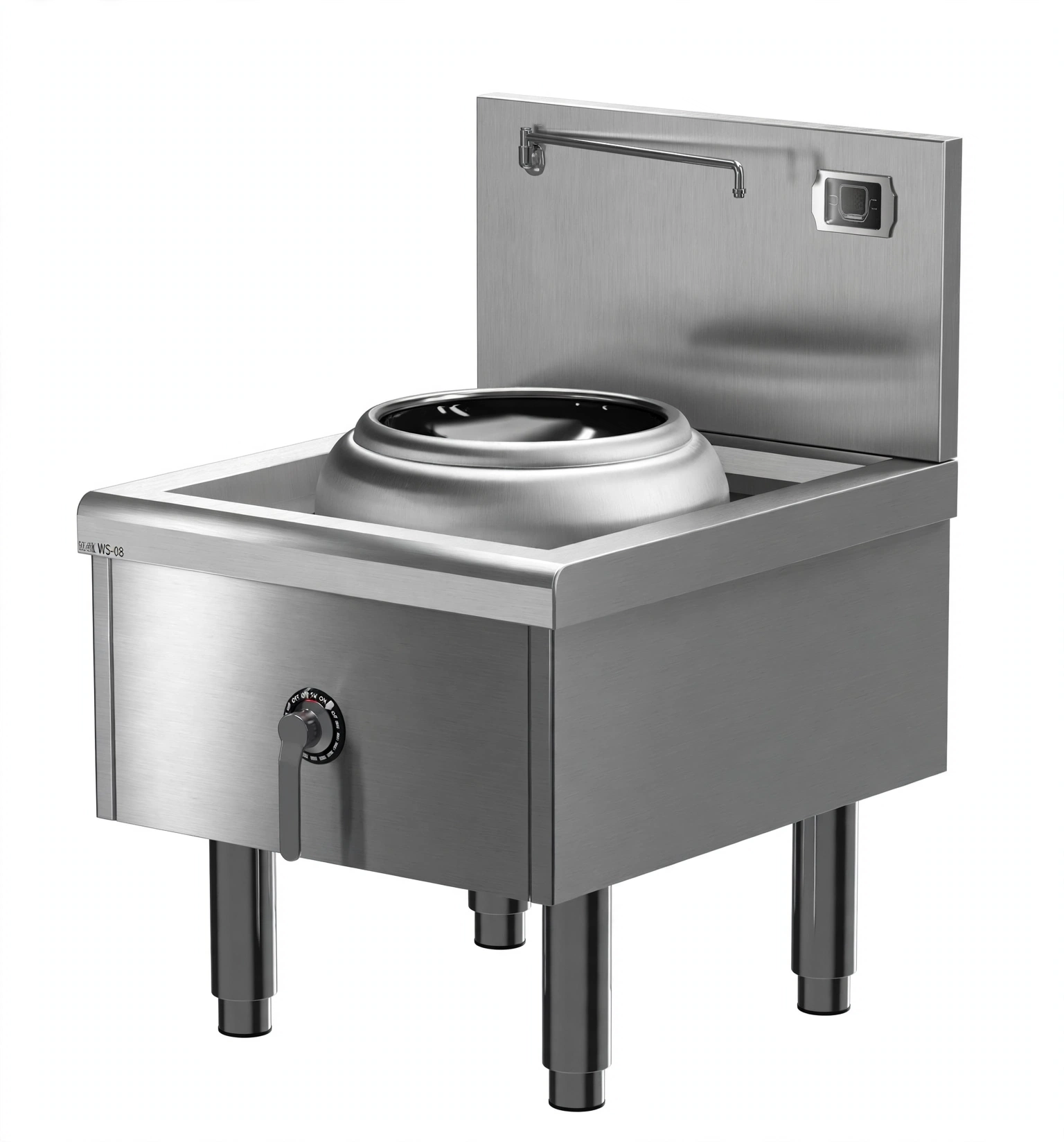 stainless_steel_induction_wok Induction Wok IWS-08 8000W Free Standing Unit - Kompor Wok Induksi 8kW 350mm