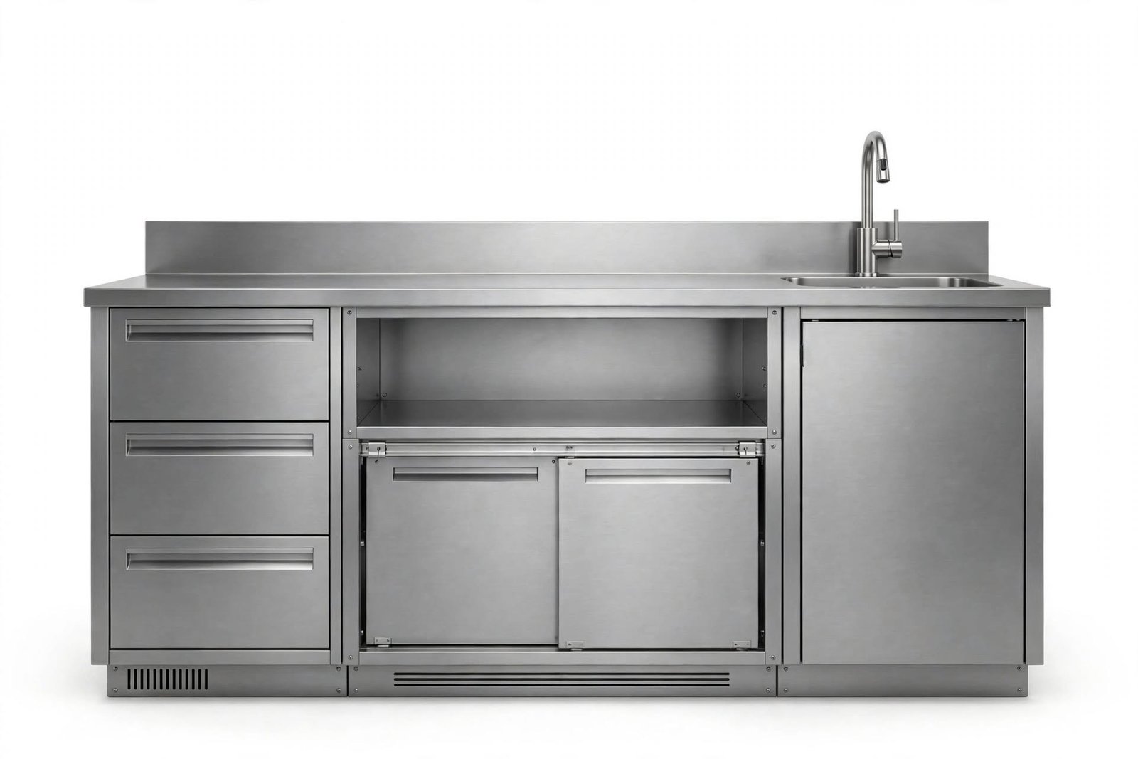 stainless_steel_kitchen_cabinet_1 Custom Cabinet Bar Stainless - Meja Bar Sliding Door Dengan Backsplash