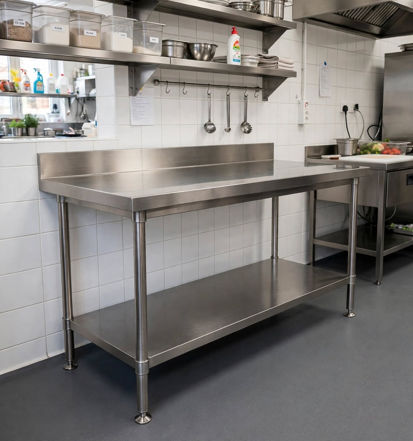 stainless_steel_kitchen_table meja stainless steel custom ukuran untuk dapur minimalis