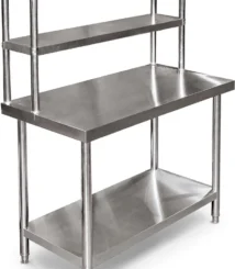 meja stainless dengan overshelf