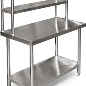 meja stainless dengan overshelf