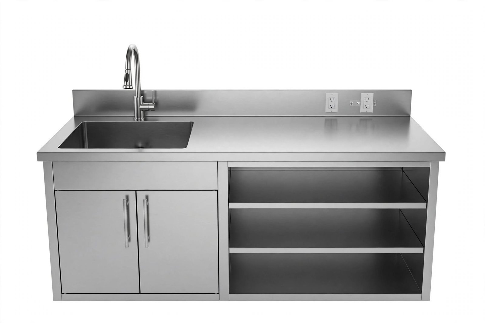 stainless_steel_sink_worktable PROMO Single Sink Cabinet Murah Untuk UMKM - Meja Sink 1 Bak Lengkap