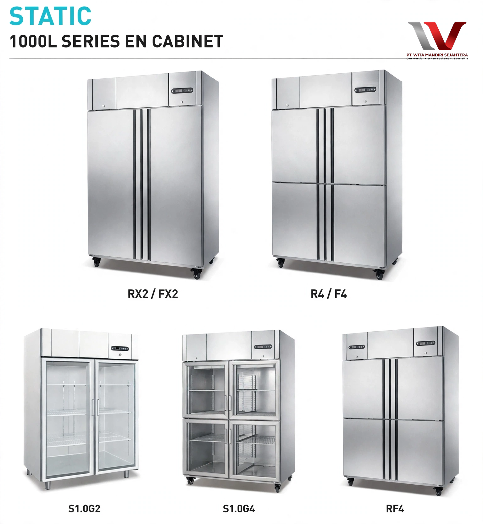 Lemari Pendingin Komersial 1000 Liter 2 Pintu 4 Pintu Stainless 304 Lemari Pendingin Komersial 1000 Liter 2 Pintu 4 Pintu Stainless 304