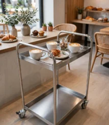 Trolley Stainless 2 Shelf - Troli Kopi Kue Cafe - Kitchen Serving Trolley