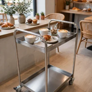 Trolley Stainless 2 Shelf - Troli Kopi Kue Cafe - Kitchen Serving Trolley