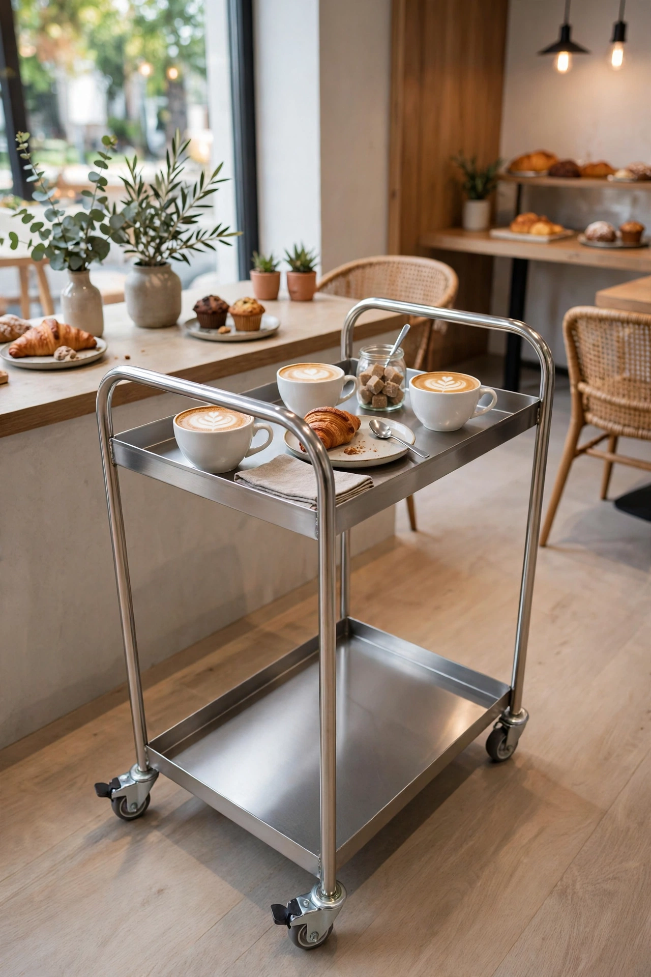 Trolley Stainless 2 Shelf - Troli Kopi Kue Cafe - Kitchen Serving Trolley Trolley Stainless 2 Shelf - Troli Kopi Kue Cafe - Kitchen Serving Trolley