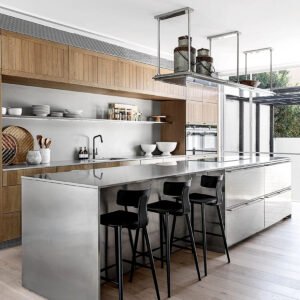 meja makan stainless steel custom yang disuaikan dengan kebutuhan