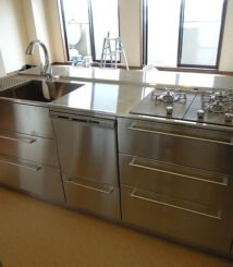 meja island stainless custom dengan kompor dan sink