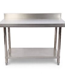MEJA KERJA STAINLESS DENGAN BACKSPLASH (BEST SELLER)
