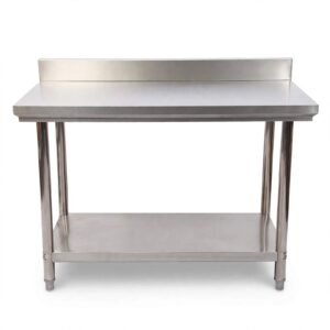 MEJA KERJA STAINLESS DENGAN BACKSPLASH (BEST SELLER)