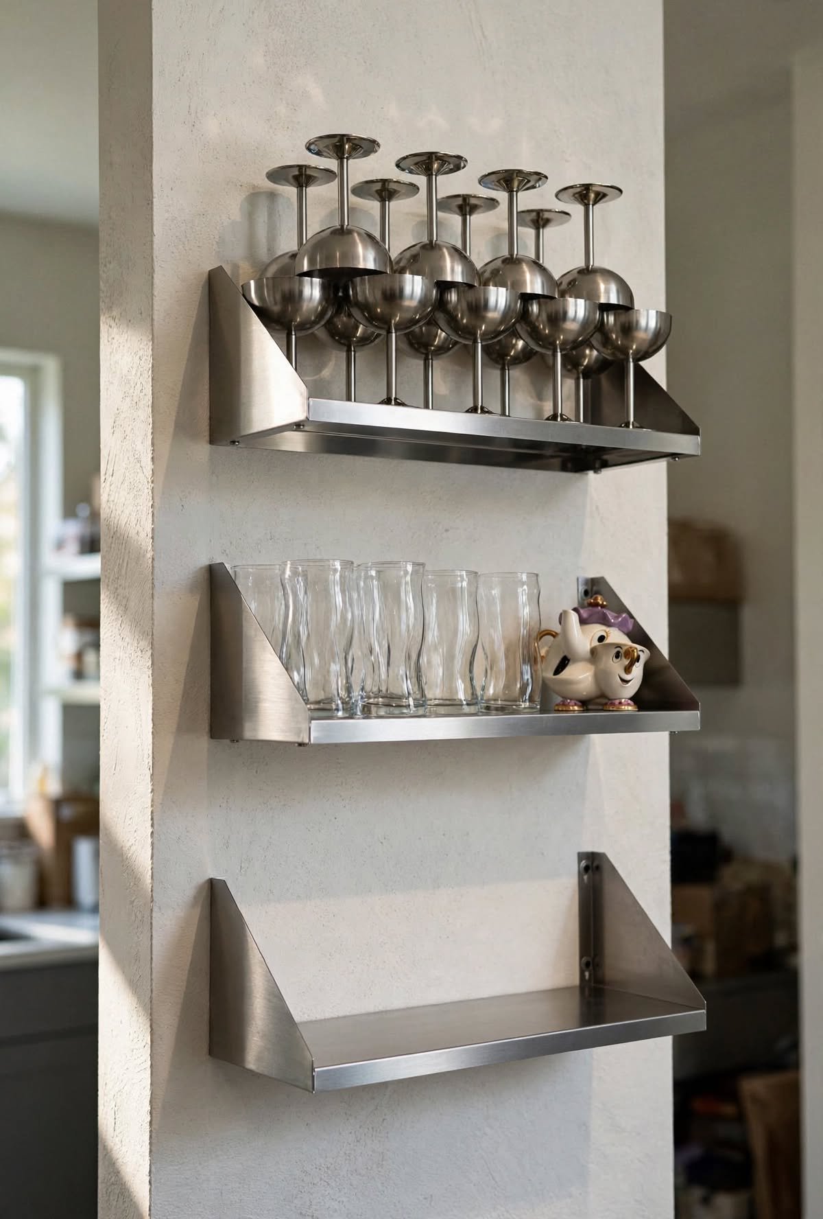 Rak Dinding Stainless 3 Tingkat - Wall Shelf Bar Cafe Minimalis Rak Dinding Stainless 3 Tingkat - Wall Shelf Bar Cafe Minimalis