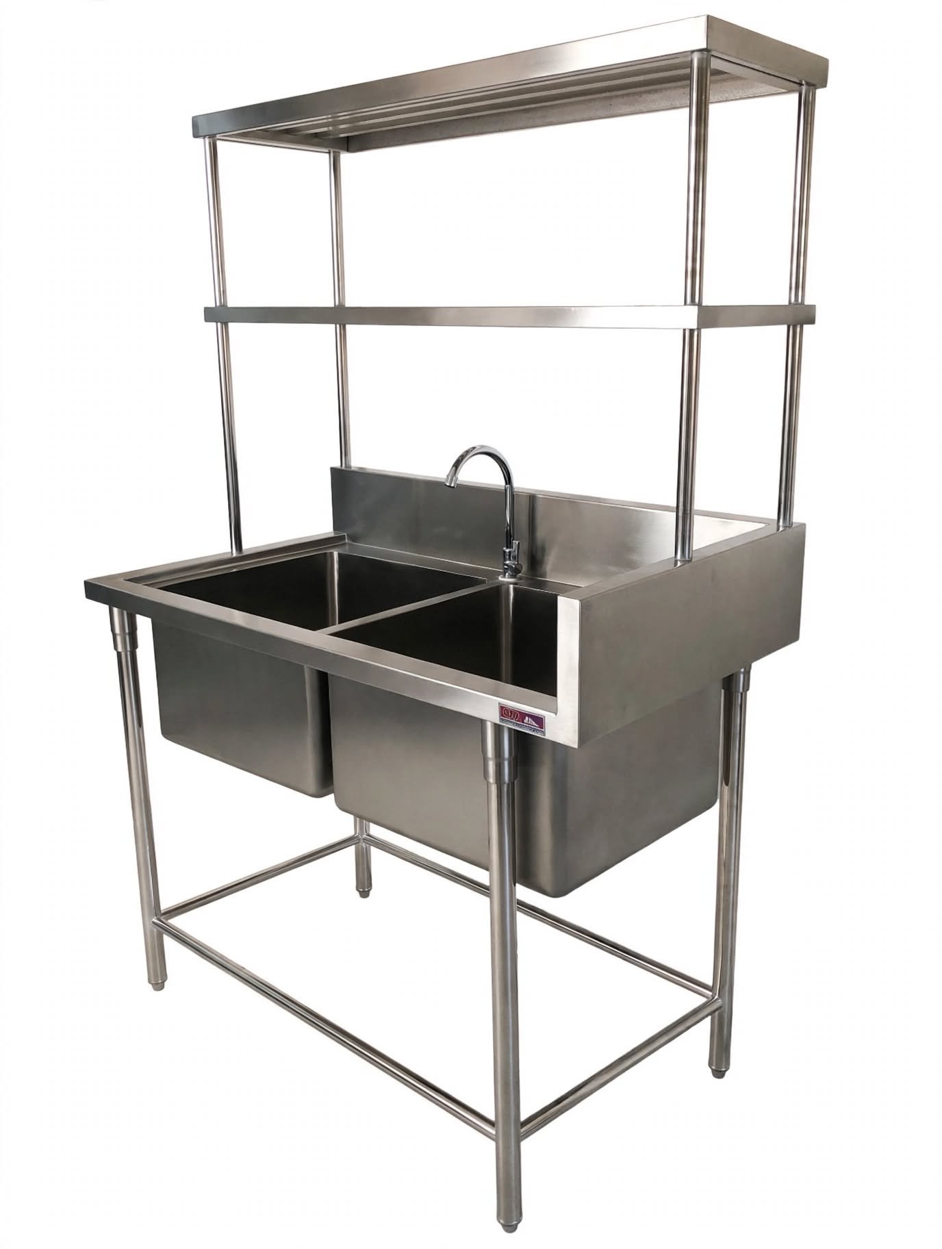 Meja Cuci Piring Stainless 2 Bak Dengan Rak Atas Meja Cuci Piring Stainless 2 Bak Dengan Rak Atas