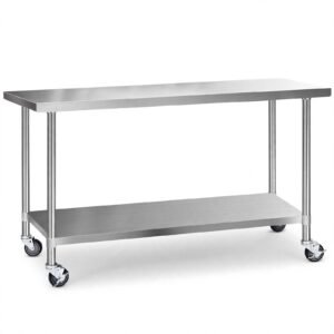 meja dapur stainless dengan rak bawah