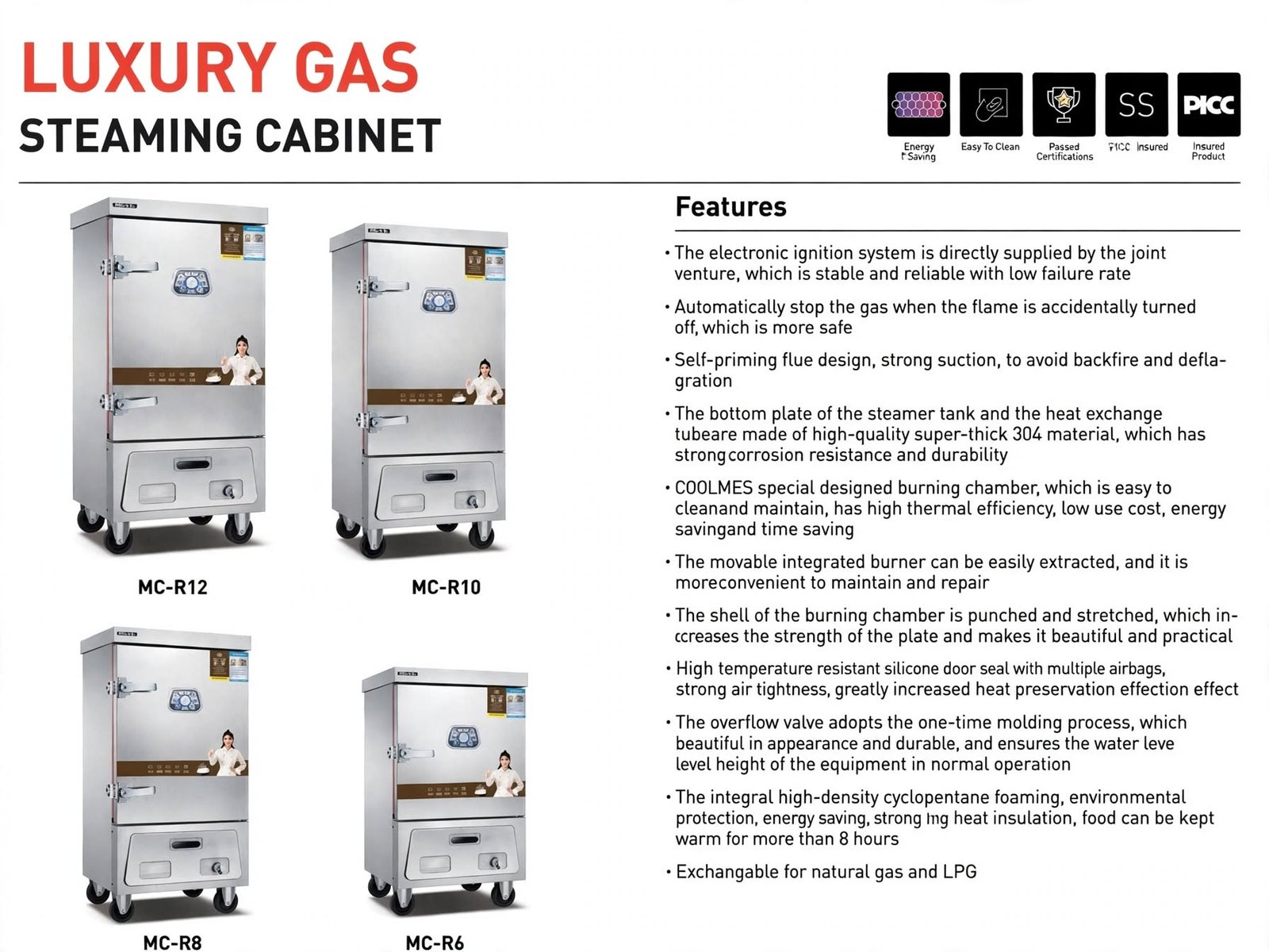 Jual luxury gas steaming cabinet 6 8 10 12 tray Jual luxury gas steaming cabinet 6 8 10 12 tray