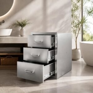 TERLARIS! Cabinet Laci Stainless 3 Drawer - Untuk Outdoor Kitchen & BBQ Villa