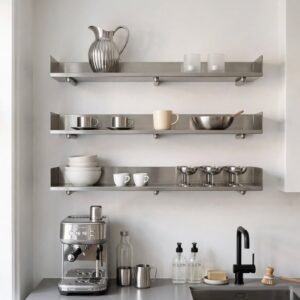 Rak Dinding Stainless 3 Tingkat Minimalis - Wall Shelf Dapur Cafe