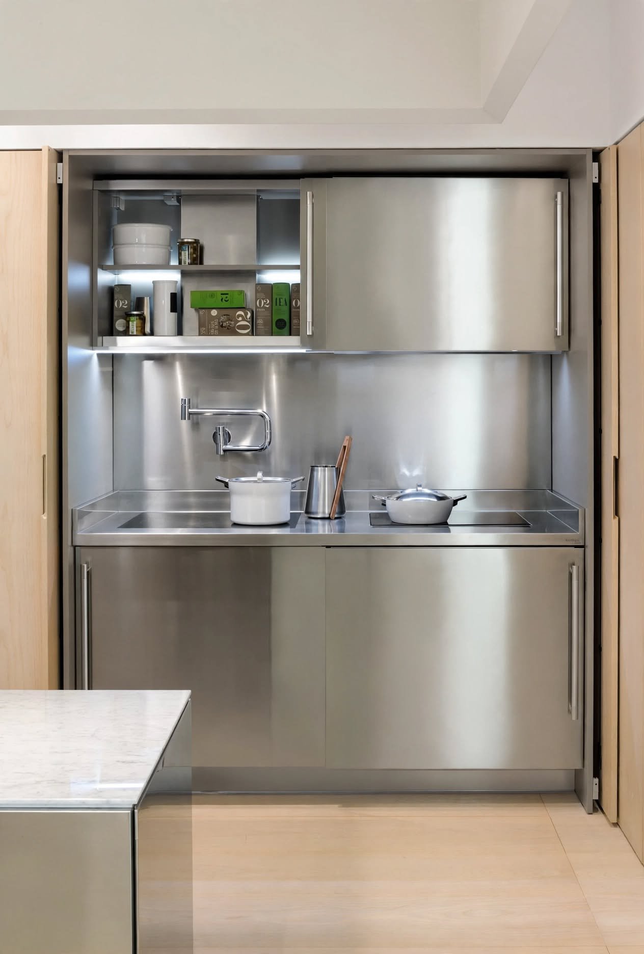 VIRAL! Hidden Kitchen Stainless Modern - Kitchen Set Apartemen Mewah & Hotel VIRAL! Hidden Kitchen Stainless Modern - Kitchen Set Apartemen Mewah & Hotel