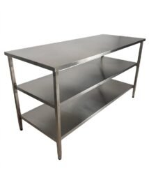 meja stainless dengan 2 rak bawah