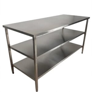 meja stainless dengan 2 rak bawah