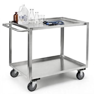 BEST SELLER RS! Troli Stainless 2 Tingkat Roda - Troli Medis & Laboratorium
