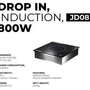 jual kompor induksi 800 watt buffet hotel, kompor listrik drop in JD08 hemat listrik touch screen