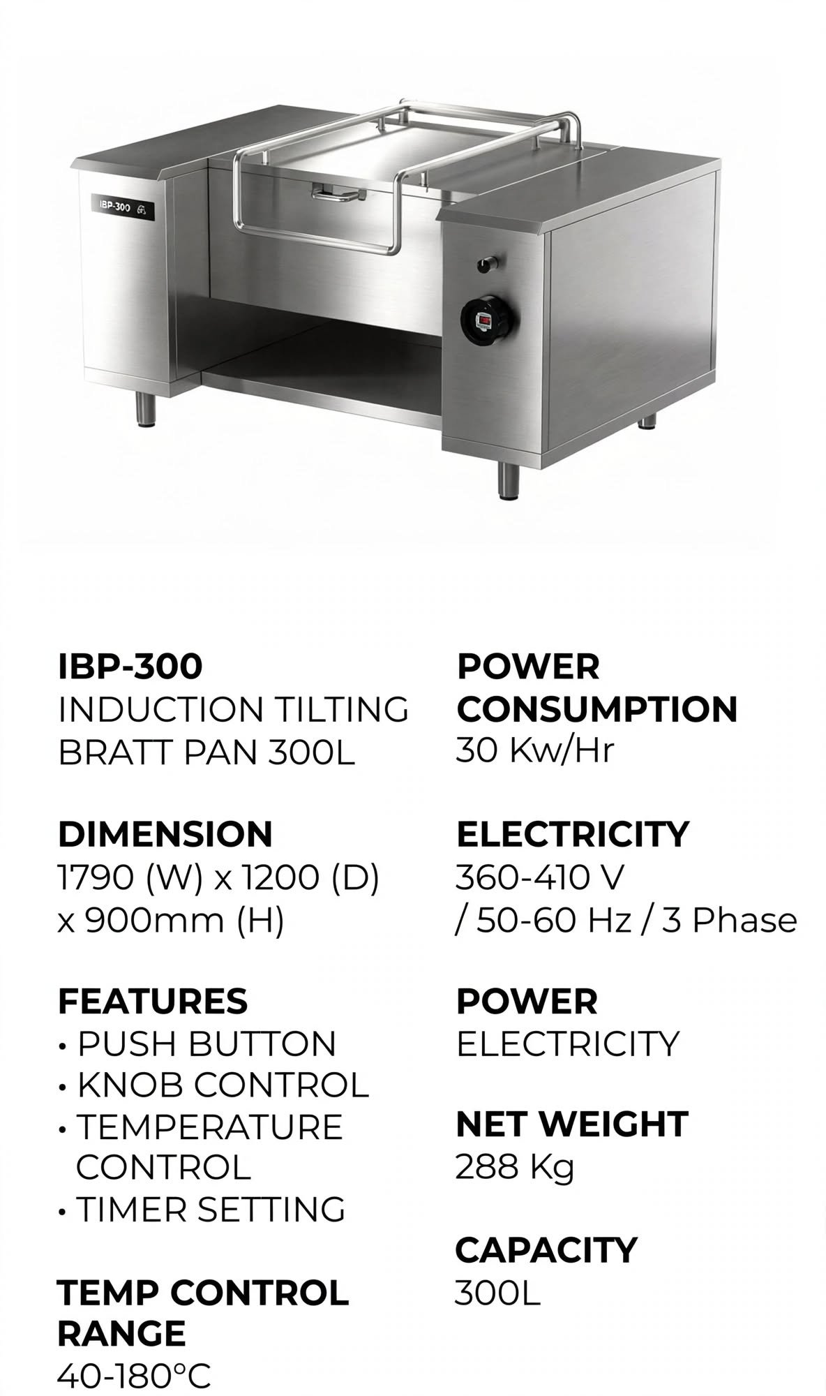 kompor induksi listrik bratt pan 300L kompor induksi listrik bratt pan 300L