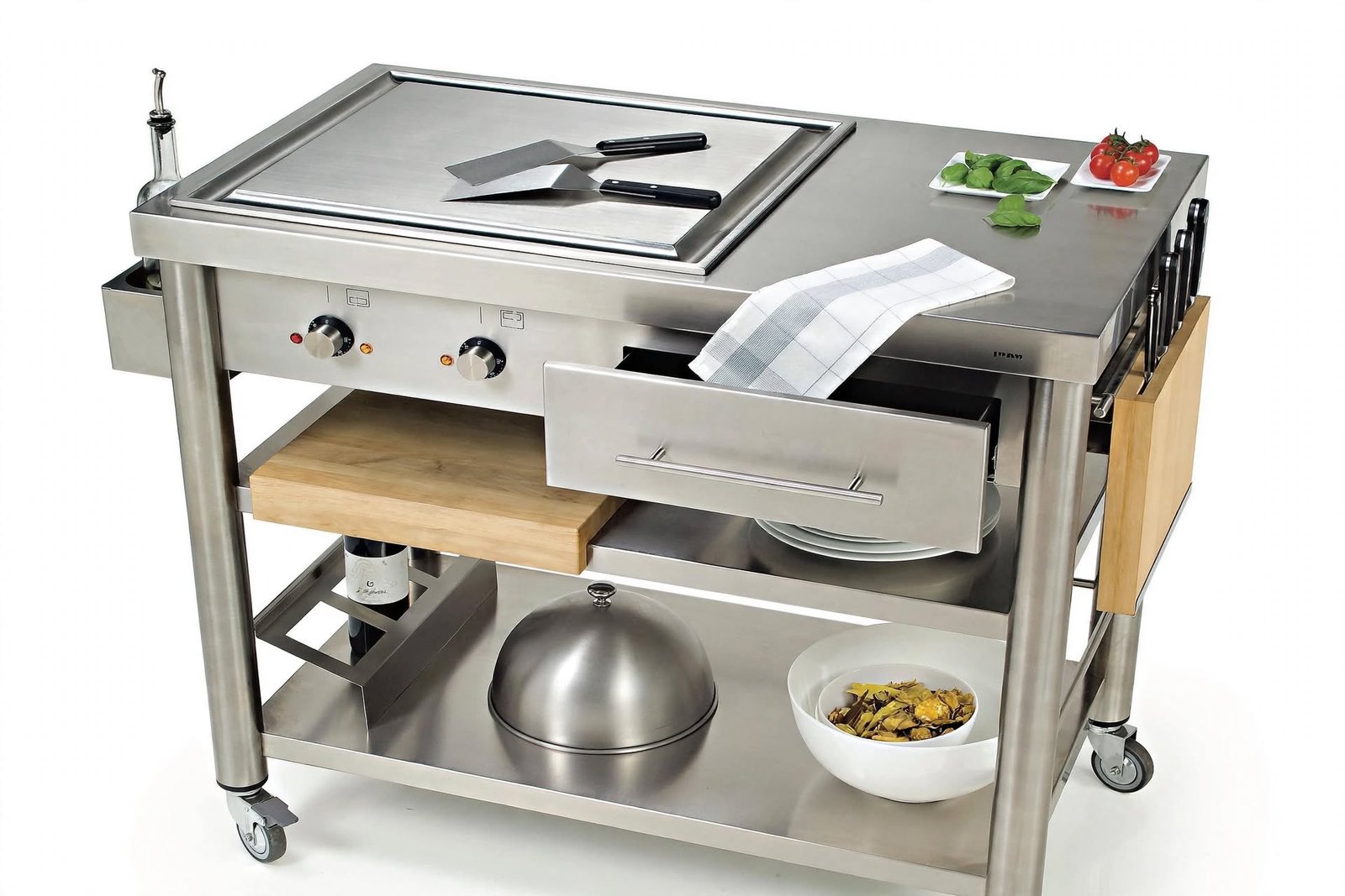 Meja Griddle / Teppanyaki Cart Stainless Multifungsi Meja Griddle / Teppanyaki Cart Stainless Multifungsi