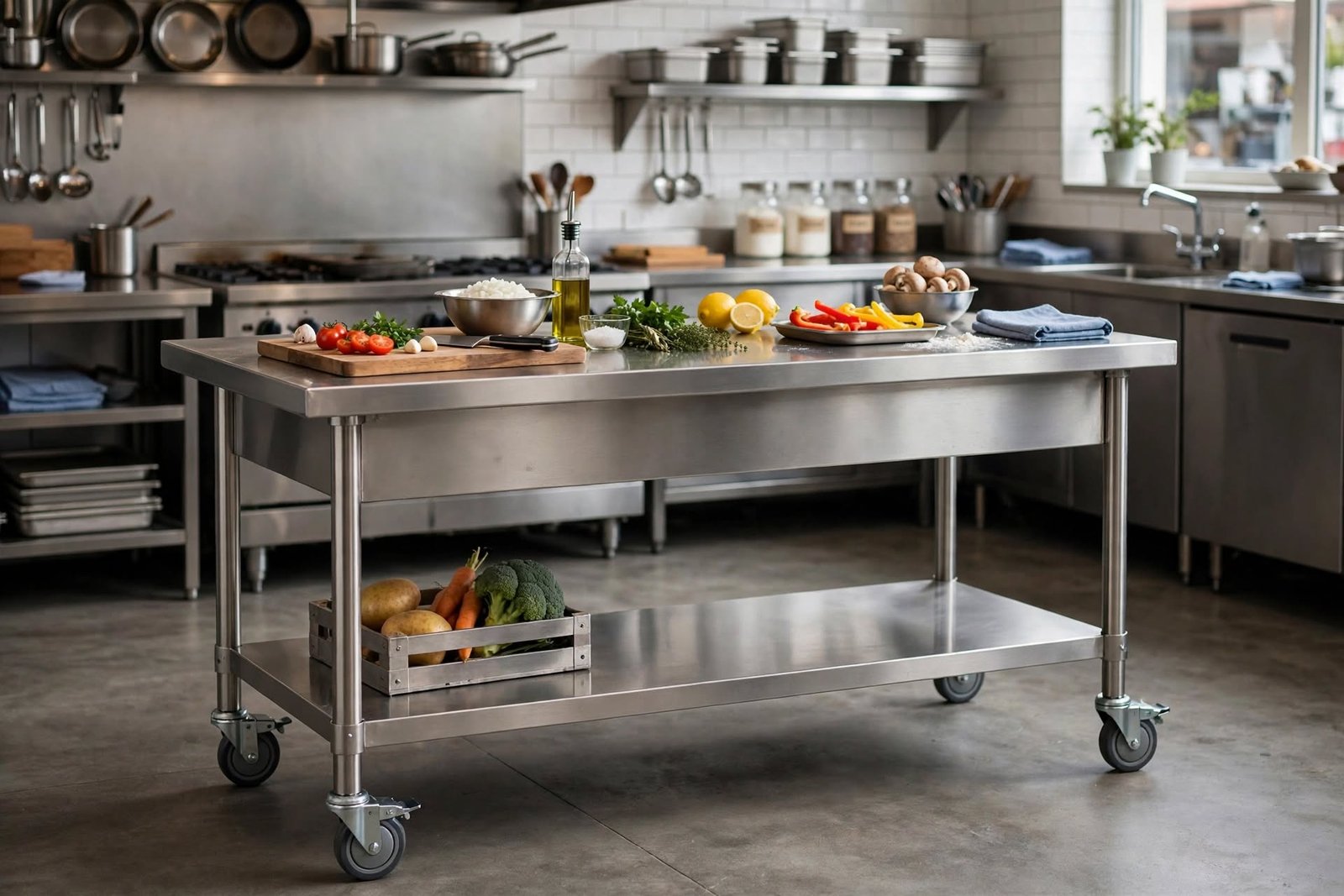 jual meja stainless custom with undershelf jual meja stainless custom with undershelf
