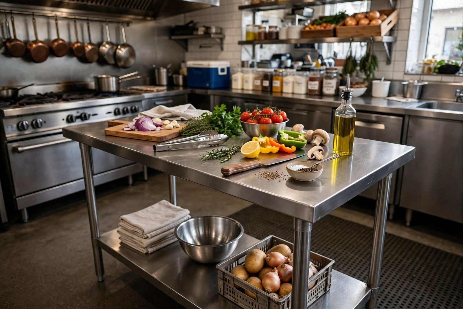 meja stainless with undershelf 120cm meja stainless with undershelf 120cm