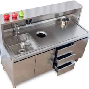 meja dapur dengan sink trash hole dan drawer custom