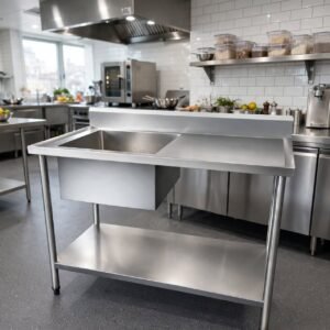 meja cuci piring stainless 1 bak dengan rak penyimpanan bawah