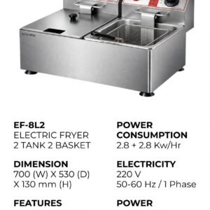 jual kompor listrik deep fryer 2 tank