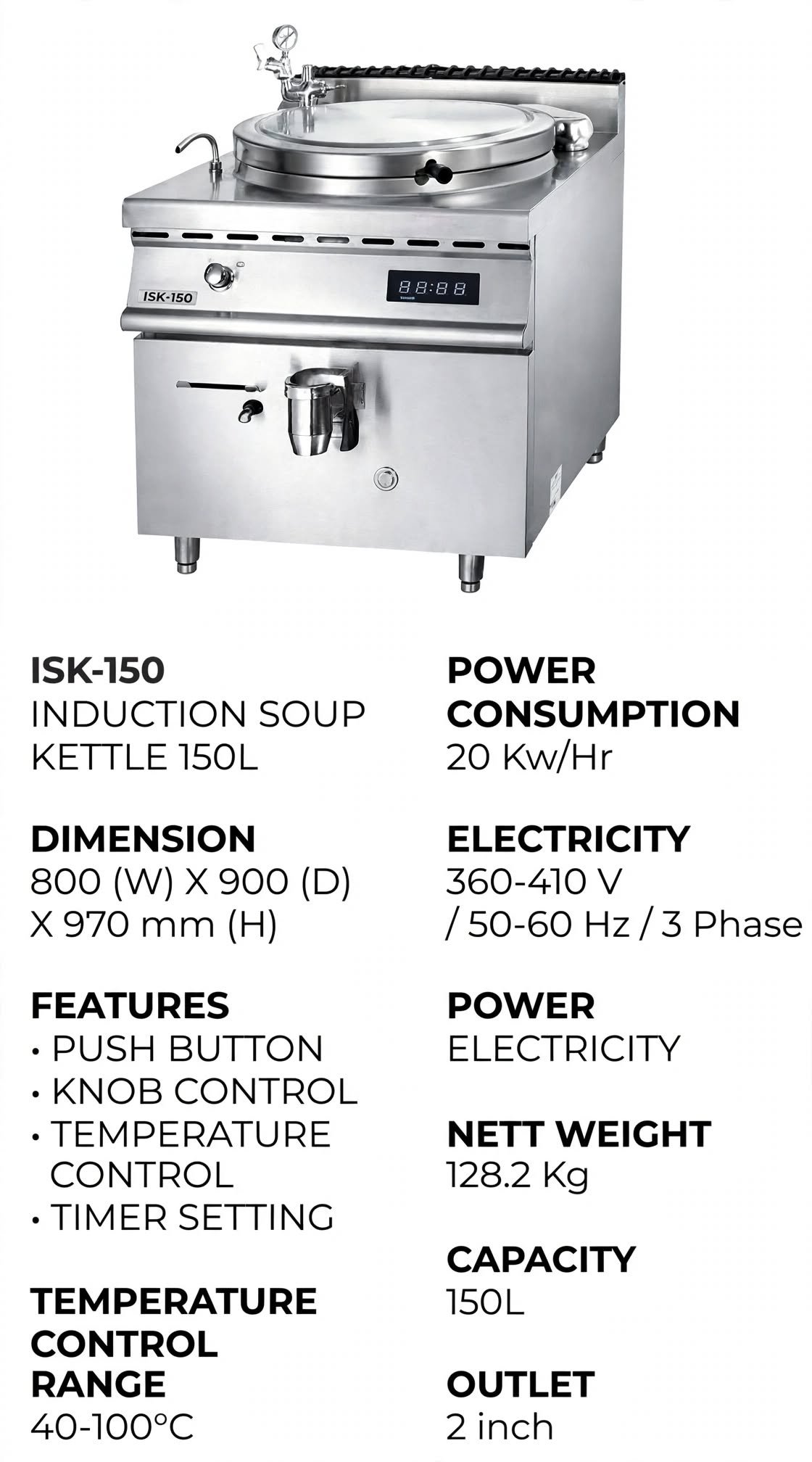 jual kompor induksi listrik soup kettle 150L jual kompor induksi listrik soup kettle 150L