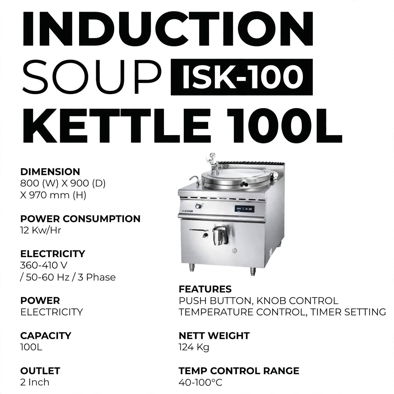 jual kompor induksi listrik soup kettle 100L jual kompor induksi listrik soup kettle 100L